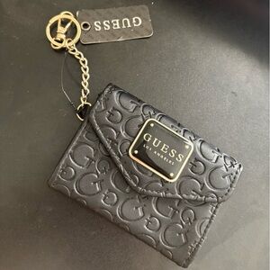 GUESS Black Embossed Keychain Wallet
